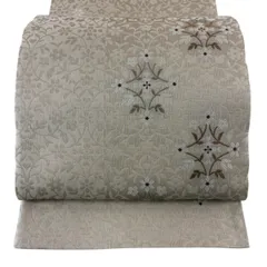 【美品】 袋帯 秀品 花唐草 草花 薄茶色 六通 正絹 【中古】