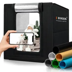 【在庫セール】DUCLUS 撮影ボックス 25cm 撮影ブース 折りたたみ、Light Box 簡易 写真スタジオ 調光可能な104個のLEDライト、6色背景 商品撮影用キット