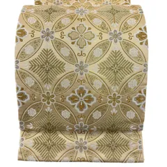 【美品】 袋帯 秀品 七宝 花菱 金銀糸 唐織 金色 六通 正絹 【中古】