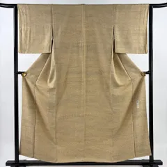 小紋 身丈157cm 裄丈62cm S 袷 落款 霞 幾何学模様 薄茶色 正絹 秀品 【中古】