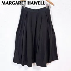 【美品】MARGARET HOWELL 麻100 ロングスカート 1 ブラック