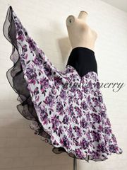 新品 フレアー最大！ パソドブレ パソ ワルツ 社交ダンス スカート 黒