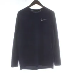 ナイキ NIKE Tシャツ カットソー ランニング 長袖 クルーネック ロゴ プリント M 紺 ネイビー /XZ ■GY58