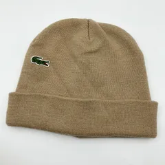 LACOSTE ラコステ ニットキャップ ビーニー ニット帽 帽子 フリーサイズ ベージュ ワンポイント ロゴ 刺繍 メンズ レディース SQ-2-19