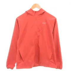 アンダーアーマー UNDER ARMOUR 美品 ウィンドブレーカー パーカー 裏毛 フード付き フルジップ M コーラルピンク /YJ ■GY59