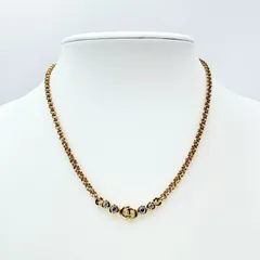 Christian Dior（クリスチャン・ディオール）CDロゴ ラインストーン ネックレス ヴィンテージ ゴールドトーン 全長43cm レディース 箱付き