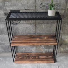 完成品お届け！】【かご付き】男前アイアンバーシェルフ ハンドメイド