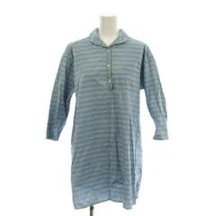 エーグル AIGLE シャツ ブラウス カットソー プルオーバー M 水色 ライトブルー ストライプ柄 丸襟 長袖 /LP ■GY63