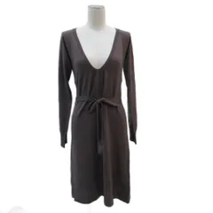 23区 オンワード樫山 ニットワンピース 長袖 ウール シルク混 カシミヤ混 38 M チャコールグレー /SM26 ■GY58