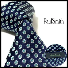 ポールスミス  ネクタイ  ブランド  光沢  ドット柄  ネイビー×シルバー×スカイブルー  紺 銀 水色  シルク100%  日本製  ビジネス  結婚式  Paul Smith