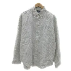 ラルフローレン RALPH LAUREN カジュアルシャツ 長袖 ボタンダウン グラフチェック柄 ワンポイントロゴ刺繡 XL マルチカラー オフホワイト /YS16 ■GY53