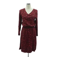 コントワーデコトニエ COMPTOIR DES COTONNIERS ワンピース Vネック 長袖 ミモレ丈 7 S マルチカラー 総柄 /HO29 ■GY58