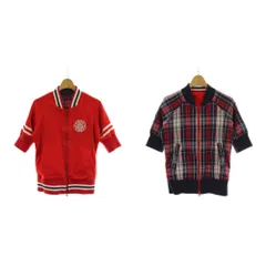 トミーガール tommy girl ジャケット スタジアムジャンパー リバーシブル 上着 S/P 赤 レッド 紺 ネイビー チェック柄 半袖 /GR ■GY60