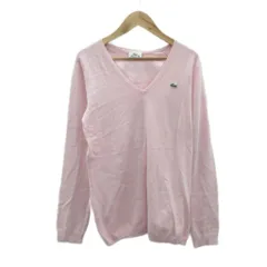ラコステ LACOSTE ニット カットソー 38 ピンク Vネック 長袖 ロゴ刺繍 /HO39 ■GY60