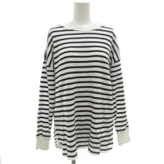 ジャーナルスタンダード レリューム JOURNAL STANDARD relume ワッフルオーバーサイズTシャツ カットソー 長袖 ロンT ボーダー F 紺 ネイビー 白 ホワイト /GV ■GY53