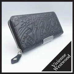 ✱Vivienne Westwood（ヴィヴィアンウエストウッド）✱ 長財布 ラウンドファスナー ブラック 型押し レザー 本革 オーブ 総柄 モノグラム メンズ レディース ユニセックス ギフト 希少デザイン