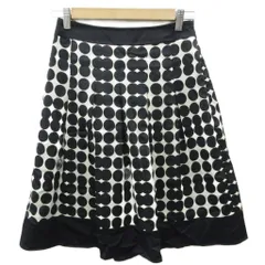 23区 オンワード樫山 フレアスカート 36 S 黒 ブラック オフホワイト ドット柄 /HO41 ■GY61