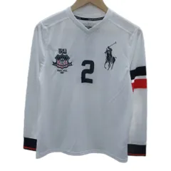 ポロスポーツ POLO SPORT スポーツウェア Tシャツ カットソー 長袖 ビッグポニー 160cm 白 ホワイト Vネック /SM33 ■GY58 男の子