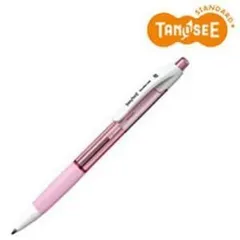 （まとめ）TANOSEE ノック式油性ボールペン（なめらかインク） 細字 0.7mm クリアピンク（インク：黒） 50本