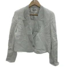 ジュンアシダ jun ashida テーラードジャケット シングルボタン 麻 リネン混 11 白 ホワイト 総柄 ショート丈 /YS43 ■GY58