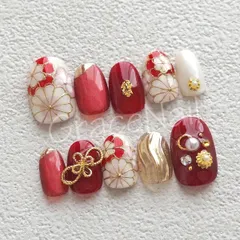 No.2231 現品販売！ネイルチップ　ショート　成人式卒業式袴着物和柄振袖