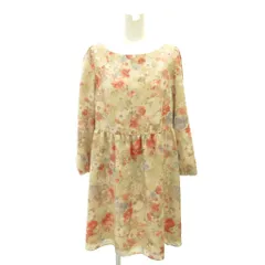 アナトリエ ANATELIER ワンピース 38 ピンク ベージュ 花柄 ラウンドネック 長袖 /YJ ■GY60