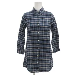ラルフローレン RALPH LAUREN 美品 シャツワンピース 140 青 ブルー チェック柄 ボタンダウンカラー 長袖 ひざ丈 /SJ ■GY61