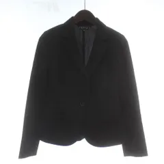 インディヴィ INDIVI テーラードジャケット シングル 1B 肩パッド ストライプ 36 黒 ブラック 127-43001 /XZ ■GY60