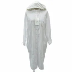 マサゴ MASAGO シャツワンピース ミモレ丈 M-L 白 フード付き 長袖 無地 /SY68 ■GY58