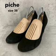 piche ピシェ パンプス ハイヒール アーモンドトゥ スエード スウェード チャンキーヒール 太ヒール 5421032390 ブラック 黒 日本製 メイドインジャパン ビジネス フォーマル 冠婚葬祭 通勤 オフィス  38 ★ ■■