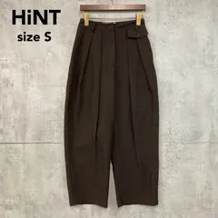 HiNT ヒント ブラウン テーパードパンツ センタープレス タック入り アンクル丈 クロップド丈 スラックス オフィスカジュアル 事務服 仕事着 左右ポケット 背面ポケット フラップ付き コインポケット WT31022-1  Sサイズ ★ ■■