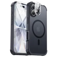 【新品】 Actfrain 適用 iPhone 17 ケース [MagSafe 対応] [スクリーン・レンズプロテクター各 1 枚付き] [軍用級落下試験合格] ヘビーデューティー磁気式フォンケース for iPhone 17 6.3 インチ、黒 0