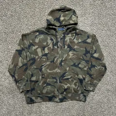 ポロ ラルフローレン ヴィンテージ カモフラージュ フリース フード ジップアップ