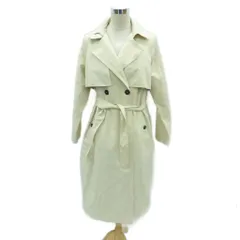 ザラ ZARA トレンチコート スプリングコート ロング丈 M オフホワイト ダブルブレスト リボンベルト付き /HO57 ■GY58