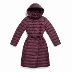 88/66 77 マストビー ベルト付き WHO フード ロング ダウン バーガンディ