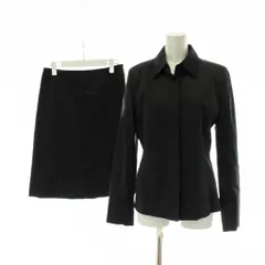 23区 オンワード樫山 セットアップ スーツ ジャケット スカート 40 黒 ブラック 無地 レギュラーカラー 長袖 ひざ丈 /PP ■GY60