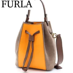 【極美品】FURLA MIASTELLA 巾着型 ハンドバッグ 2way 茶系