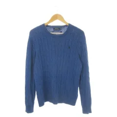 ポロ ラルフローレン POLO RALPH LAUREN ニット セーター XS 青 ブルー ケーブル編み ラウンドネック 長袖 /CK30 ■GY61
