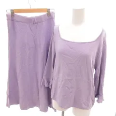 ナチュラルビューティー NATURAL BEAUTY 美品 セットアップ 38 紫 パープル 無地 スクエアネック 七分袖 ウエストゴム 018-8170401 /HW ■GY60