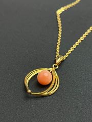 ヴィンテージ ピンク珊瑚 ネックレストップ - メルカリ