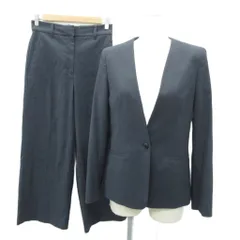 プラステ PLST セットアップ 上下 M 紺 ネイビー ノーカラー ジャケット Vネック ミドル丈 パンツ アンクル丈 上 12-0204012 下 12-0206010 /YS7 ■GY61