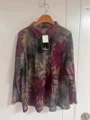 (日本ヴィンテージ)花 ブラウス シャツ シースルー ロールアップ タグ付き M-L