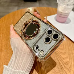 【新品】 iPhone 17 Proケース 6.3インチ 対応 背面きらきら ラインストーン キラキラリング付き 女性 鏡 ミラー ワイアレス充電 薄型 シンプル 韓国 人気 アイフォン17携帯カバー かわいい 純正 全方位カラー レンズ保護 シリコン お 1