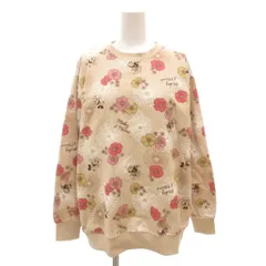 ディズニー Disney トレーナー スウェット M 長袖 裏起毛 総柄 ミニーマウス ベージュ /AE ■ECF001