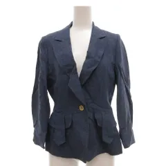 ジュンアシダ jun ashida テーラードジャケット リネン 麻 シルク混 9 青 ブルー /JS ■GY66