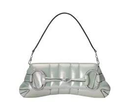 グッチ ホースビット チェーン ショルダーバッグ ミディアム グリーン ピンク