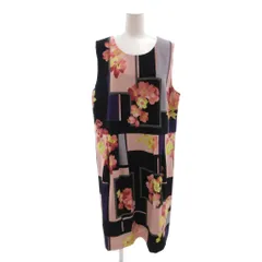 ローズティアラ Rose Tiara ワンピース 46 紺 ネイビー ピンク 花柄 ノースリーブ ひざ丈 /NU ■ECD001