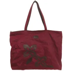 イビサ IBIZA トートバッグ ナイロン レザー フラワーモチーフ ワインレッド系
