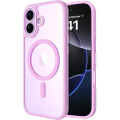 【新品】 Foenor iPhone 17用 ケース MagSafe対応 半透明 マット仕上げ 指紋防止 耐衝撃 黄ばみ防止 滑り止め ワイヤレス充電 いphone17 ケース（ピンク/パープル）