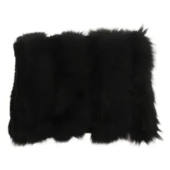 ロエベ LOEWE スヌード マフラー フォックスファー ダークミンク カシミヤ 黒 ブラック ☆AA★